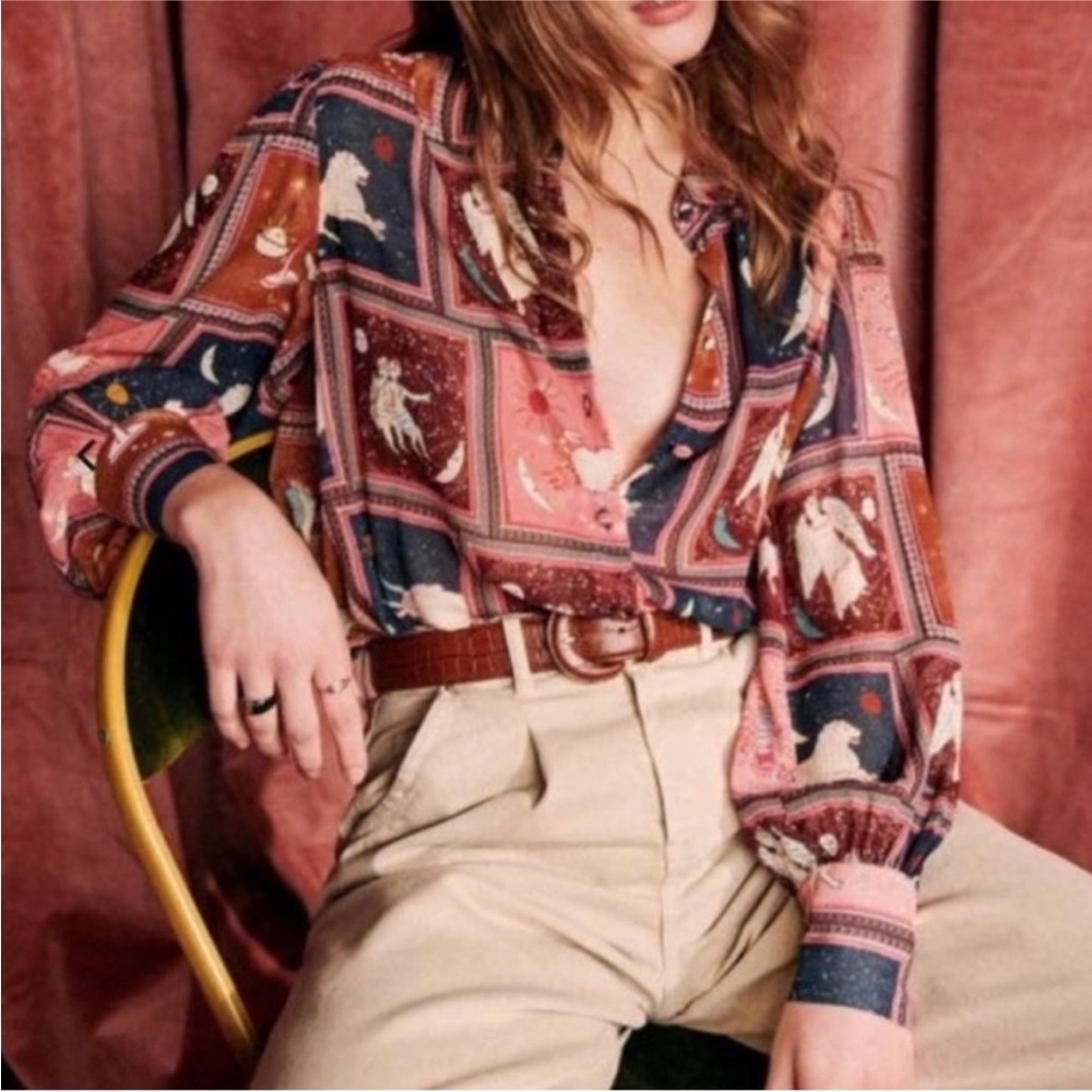 RARE Sézane Tianna Astrology Zodiac Blouse